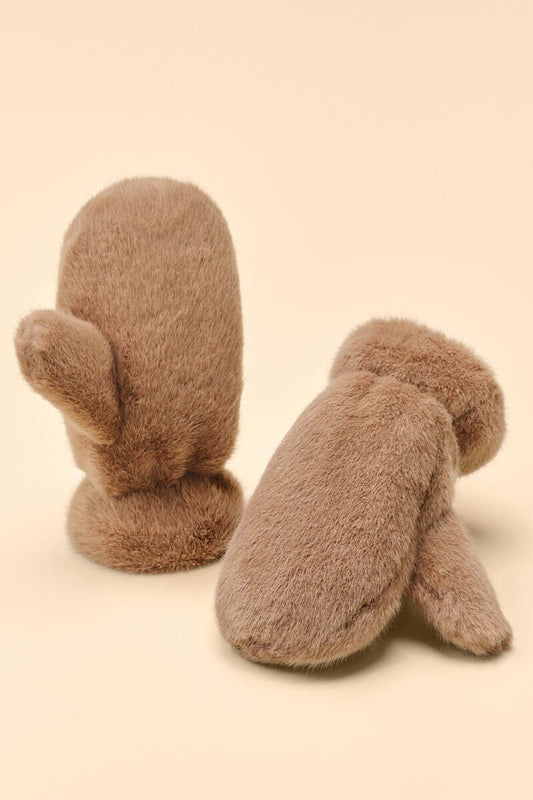 Powder Design Kids Fluffy Mittens - Teddy, Taupe