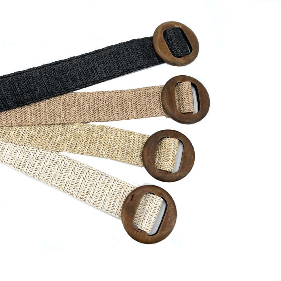 Wood Buckle Straw Belts