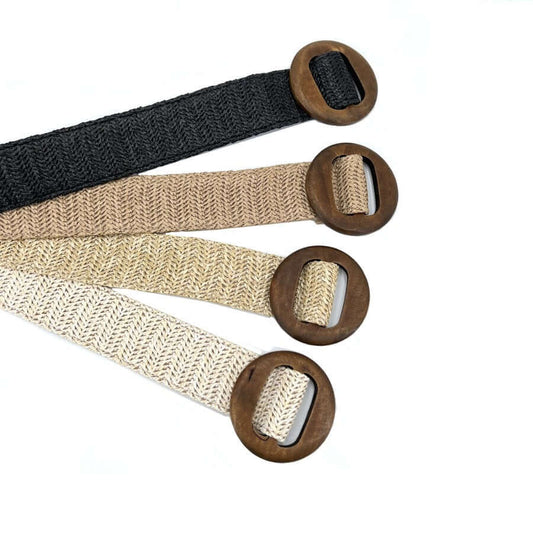 Wood Buckle Straw Belts