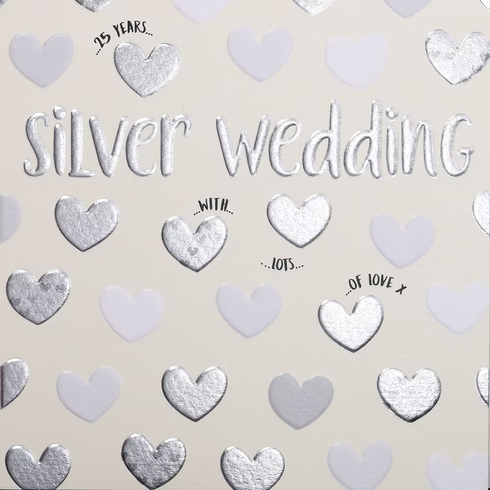 Wendy Jones-Blackett Silver Anniversary (Hearts) Card