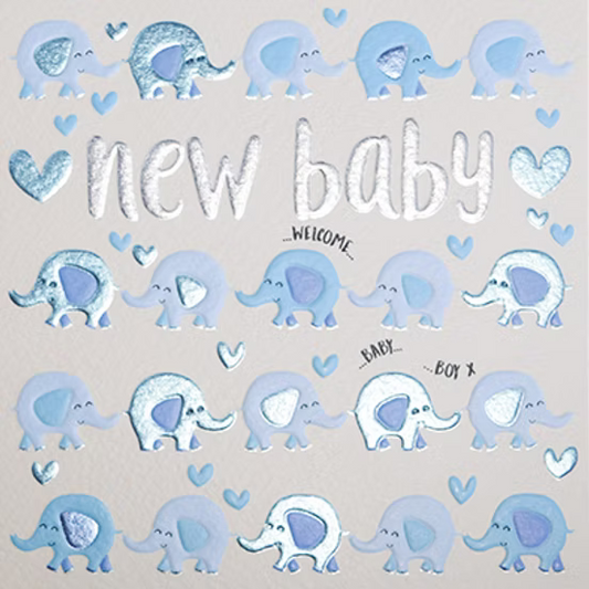 Wendy Jones-Blackett New Baby Boy (Elephants) Card