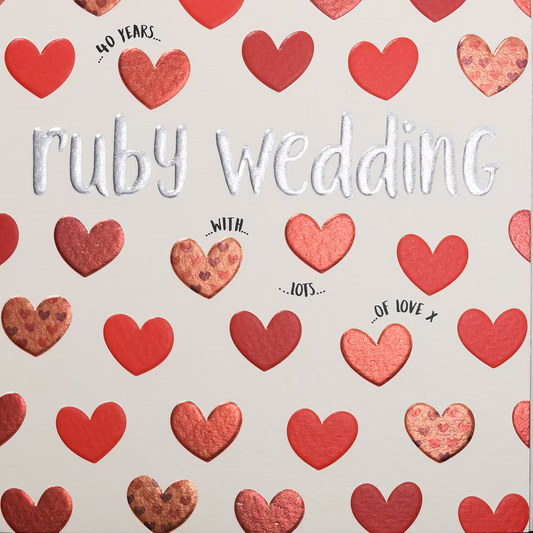 Wendy Jones-Blackett Ruby Anniversary (Hearts) Card