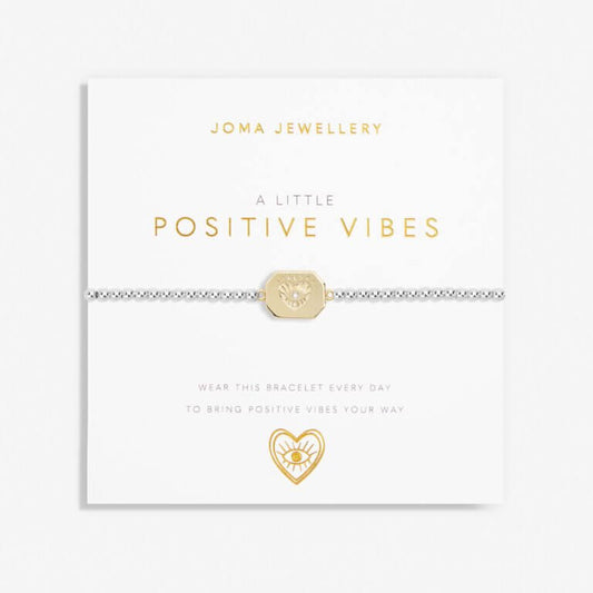 Joma Jewellery A Little 'Positive Vibes' Bracelet In Silver And Gold Plating