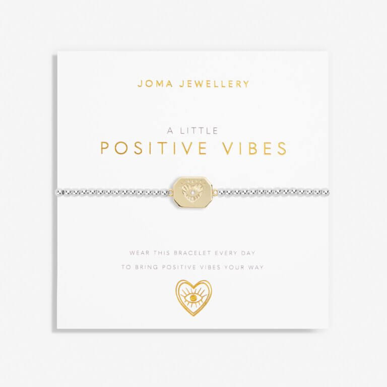 Joma Jewellery A Little 'Positive Vibes' Bracelet In Silver And Gold Plating