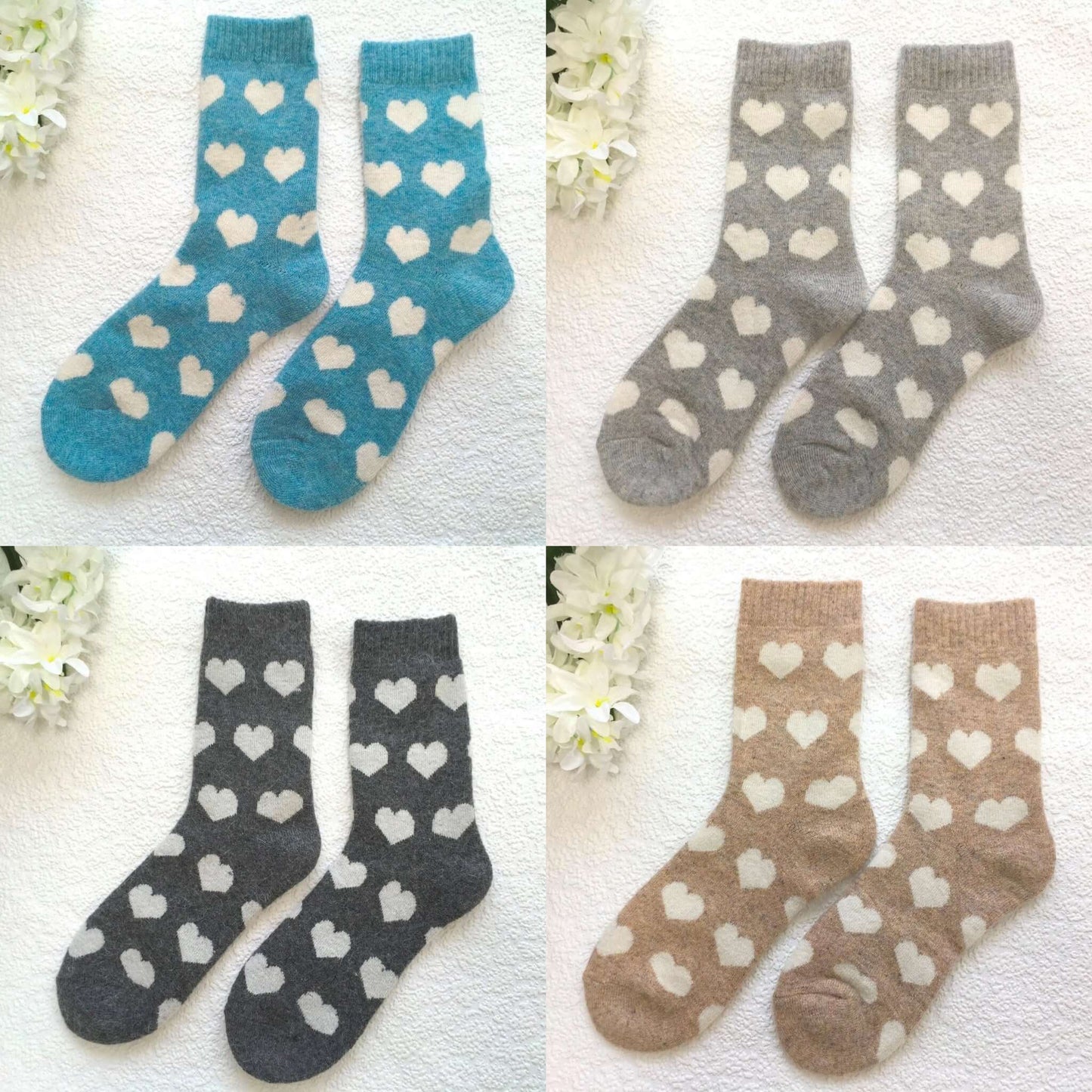 Weelis Wool Mix Womens Heart Socks