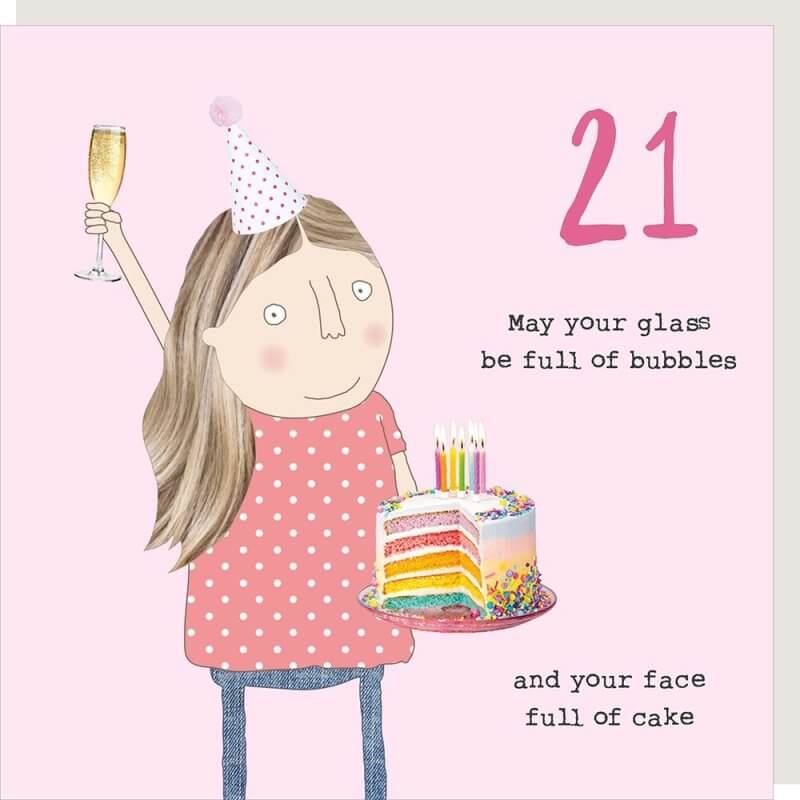 Girl 21 Bubbles Birthday Novelty Card