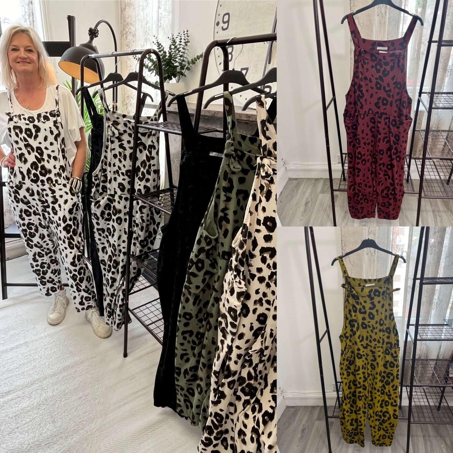 Leopard Jersey Dungarees