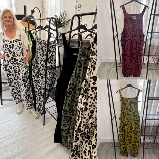 Leopard Jersey Dungarees
