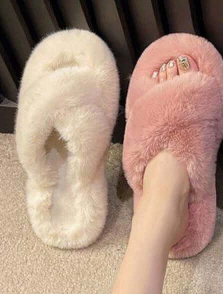 Super Fluffy Crossover Slider Slippers