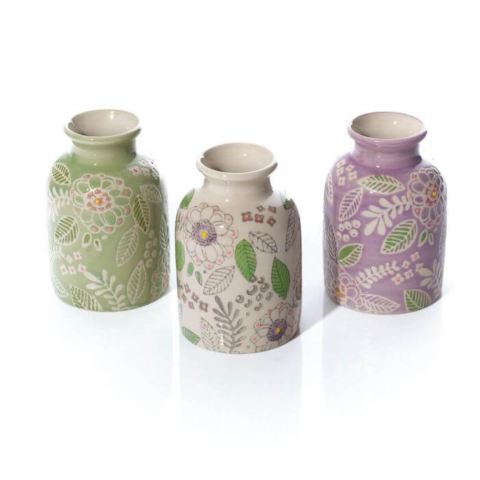 Floral Seranade Decorative Stoneware Bud Vase