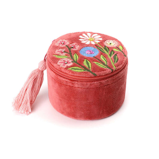 POM925 - Salmon pink velvet meadow trinket box