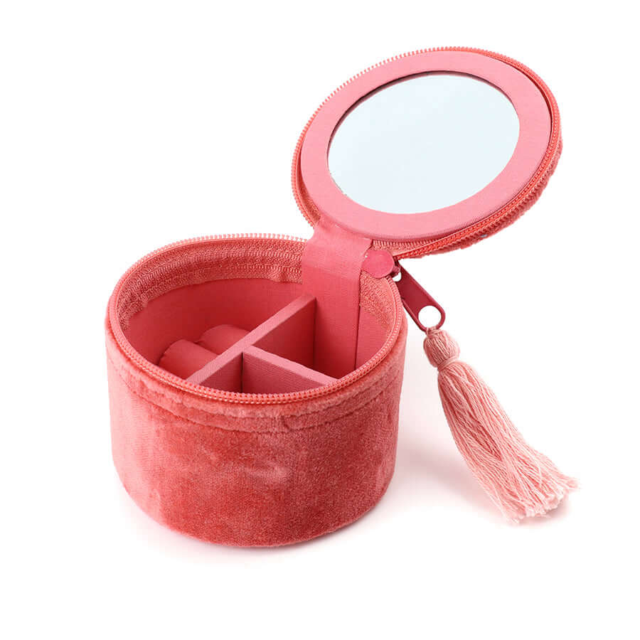 POM925 - Salmon pink velvet meadow trinket box