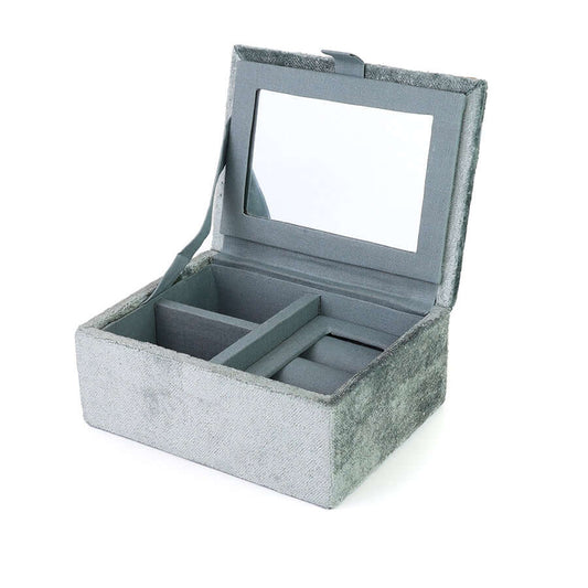 POM925 Hedgehogs blue-grey velvet embellished autumn hedgehog small jewellery box
