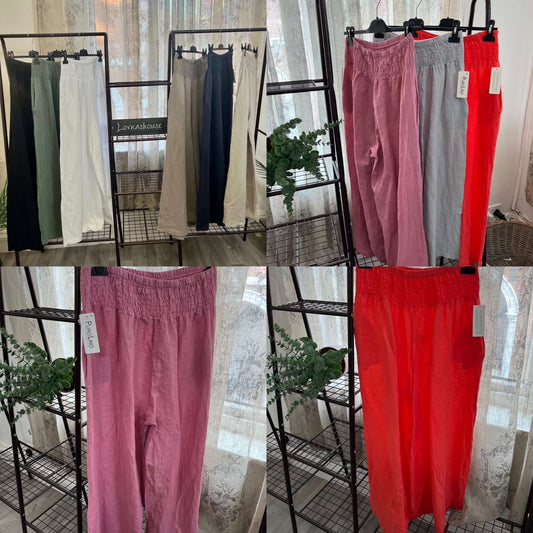 Ester Linen Wide Leg Palazzo Trouser