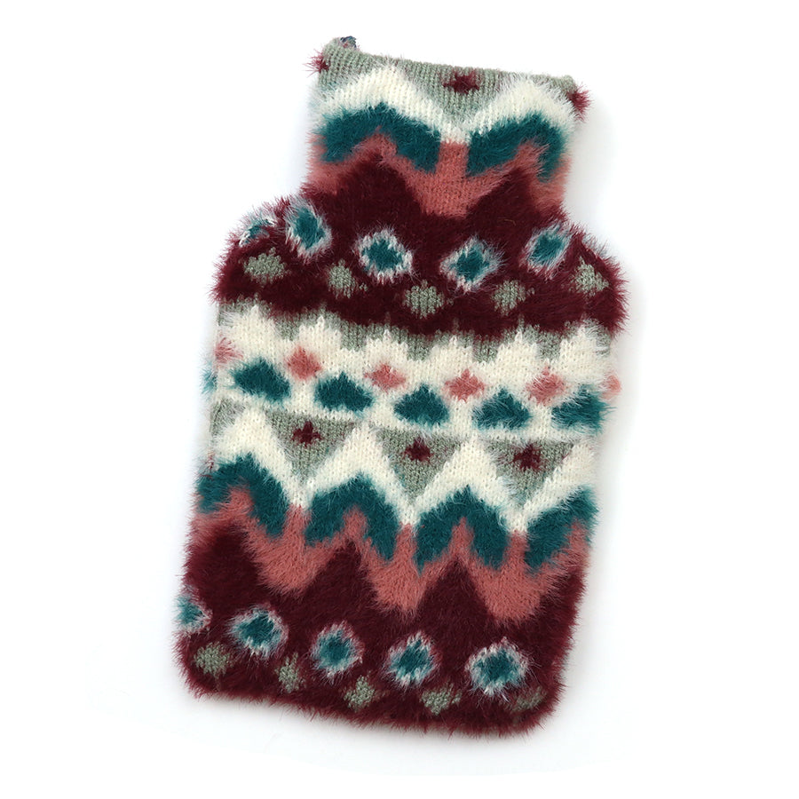POM925 - Imogen fluffy duck egg and wine knit hotwater bottle
