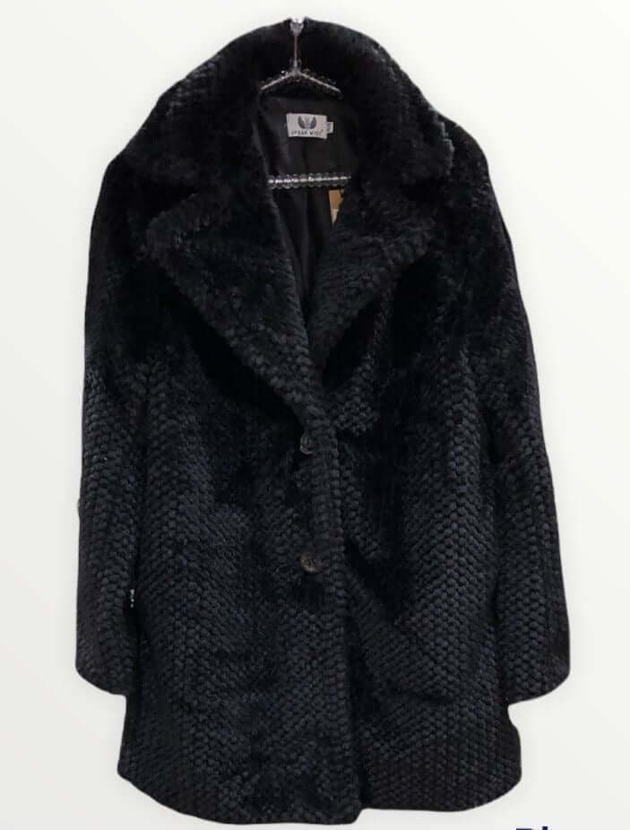 Waffle Effect Faux Fur Coat