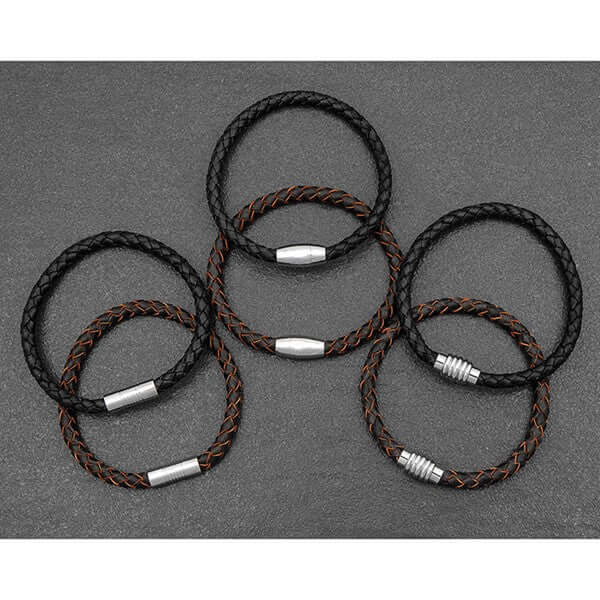 EQ For Men Leather Plaited Bracelet