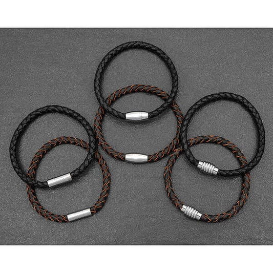 EQ For Men Leather Plaited Bracelet