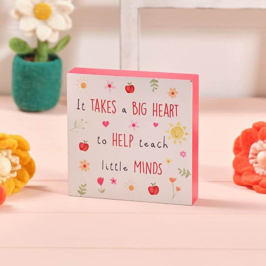 Love and Kindness Wood it Takes A Big Heart to Teach Square Block