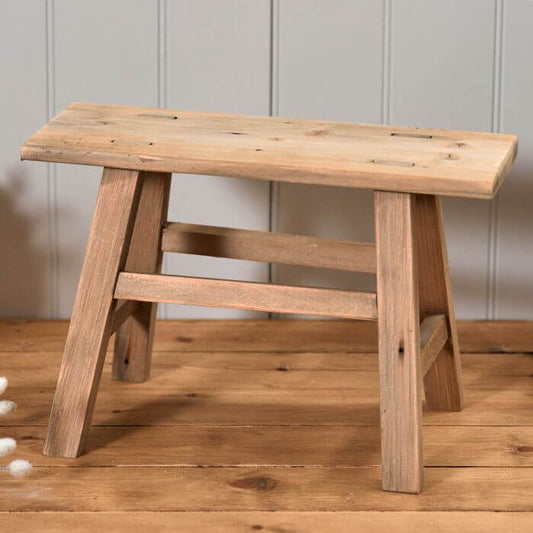 Recycled Wood Ornamental Large Rectangular Stool