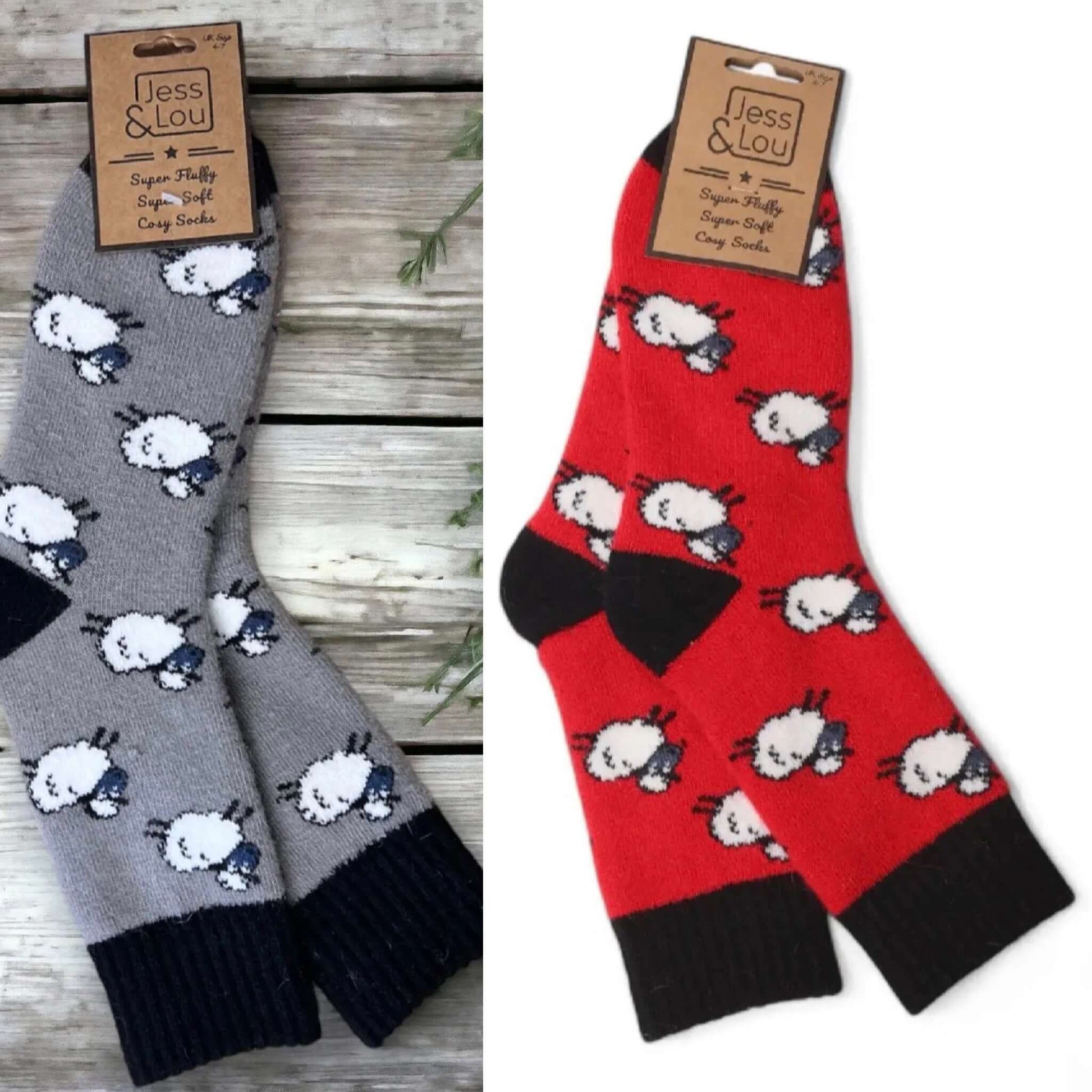 Jess & Lou - Shaggy Sheep Ribbed Cosy Socks