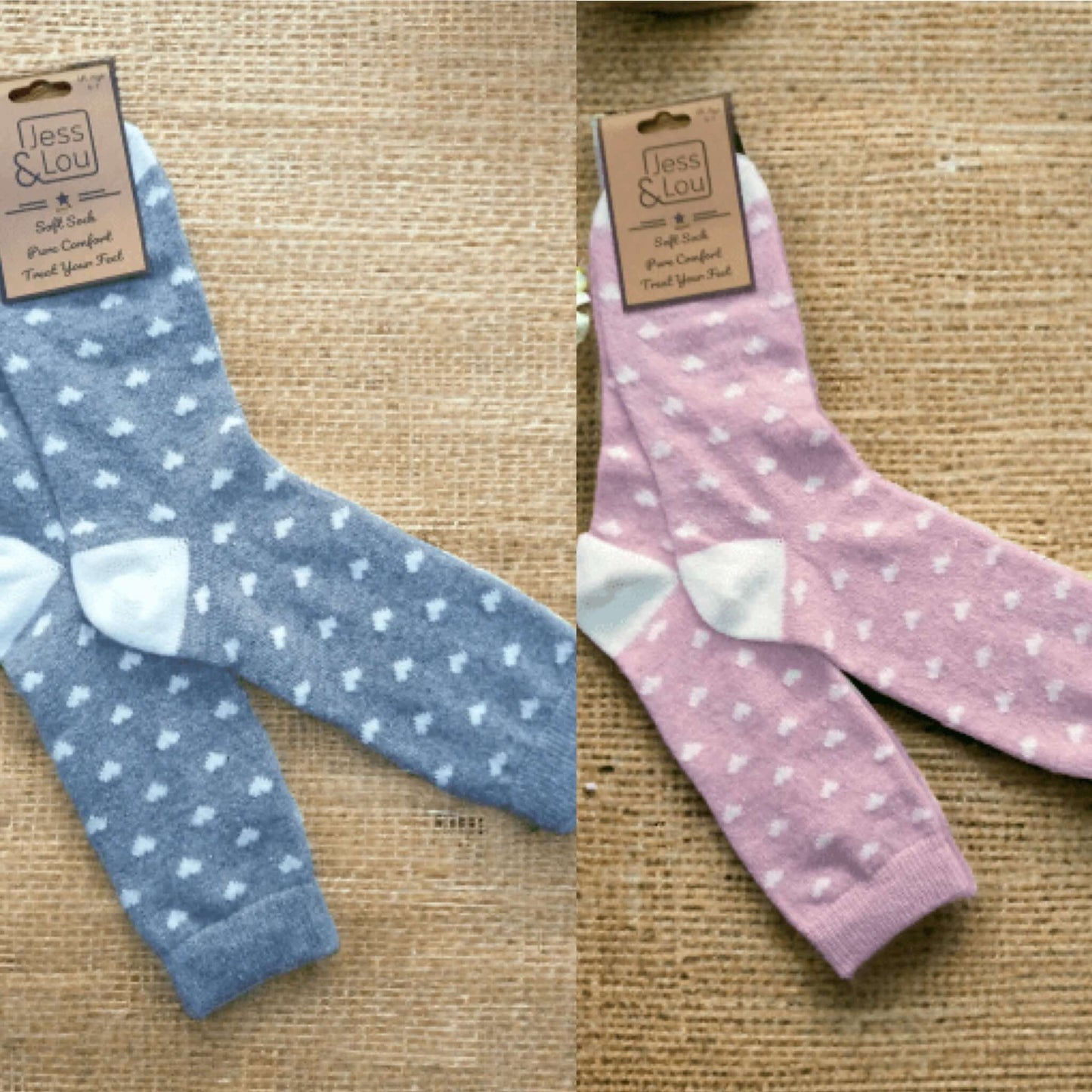 Jess & Lou - Rib Soft Spring Socks with Small Hearts