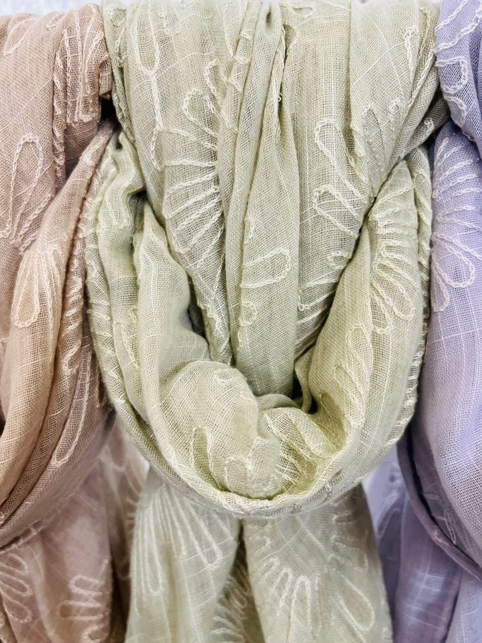 Embroidered Daisy Summer Scarf