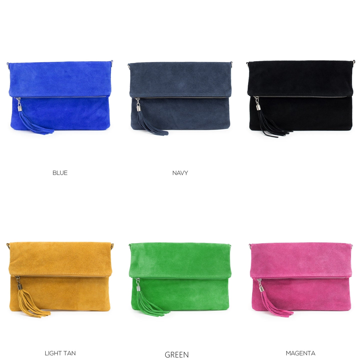 Real Suede Folded Pouch Bag (11 colours)