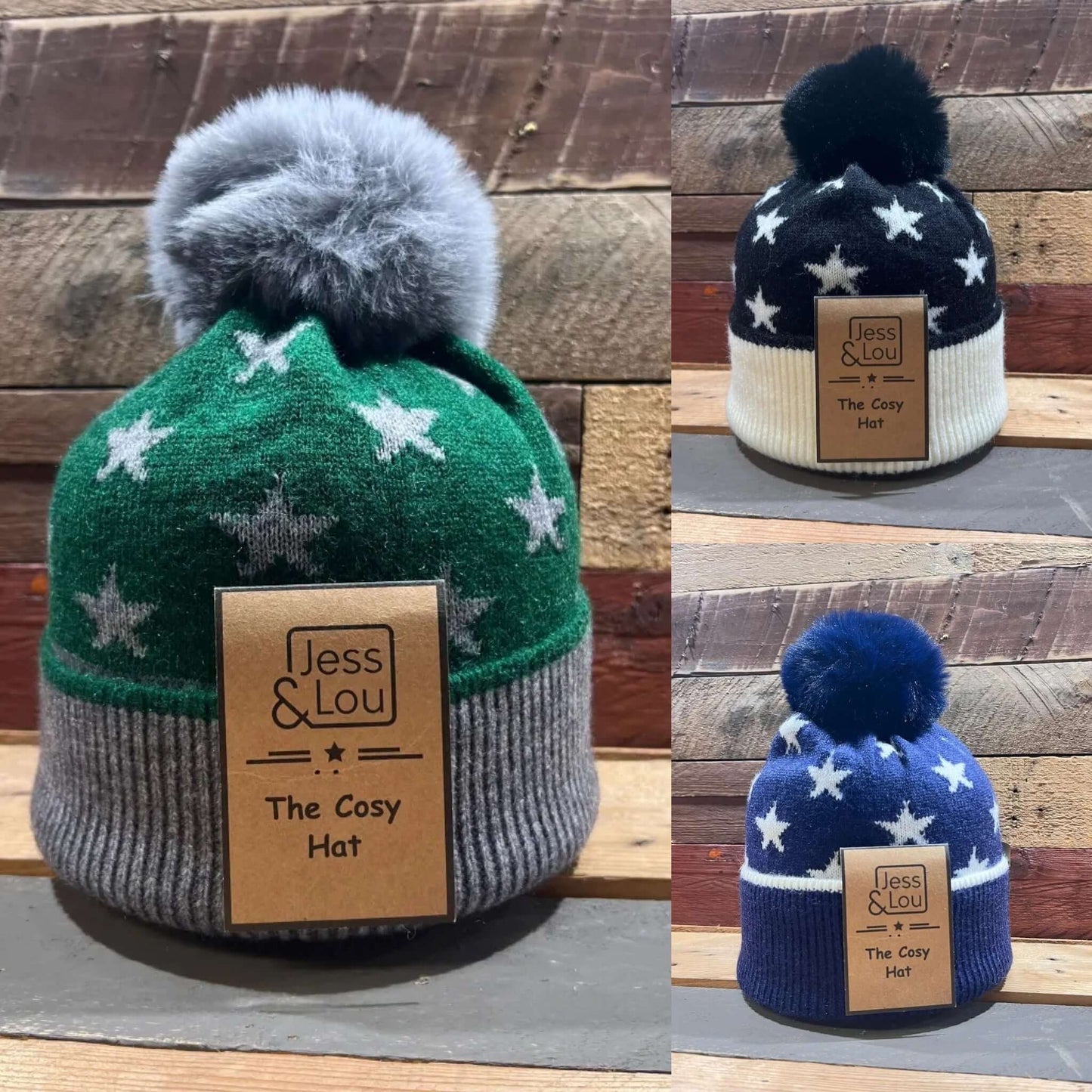 Jess & Lou - Unisex Star Cosy Bobble Hat