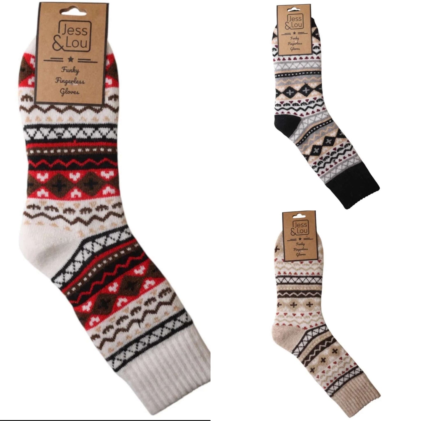 Jess & Lou Nordic Pattern Ribbed Socks
