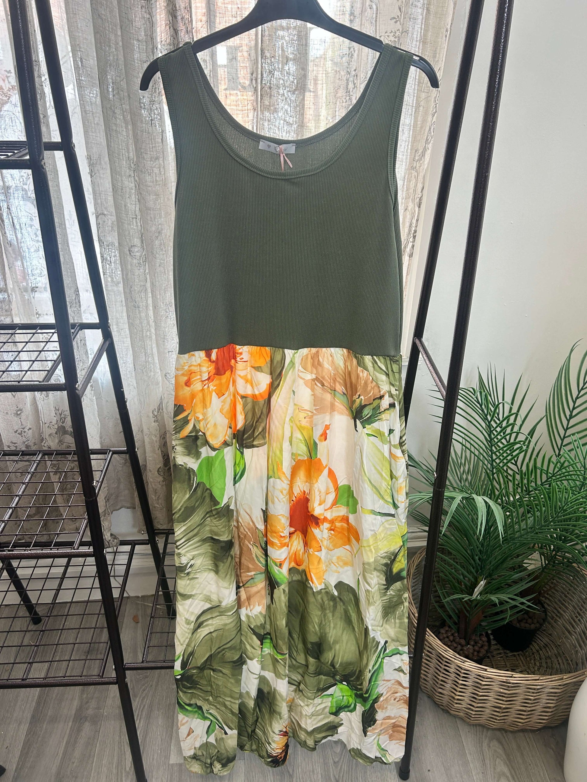 Tropical Skirt Detail Maxi Sundress