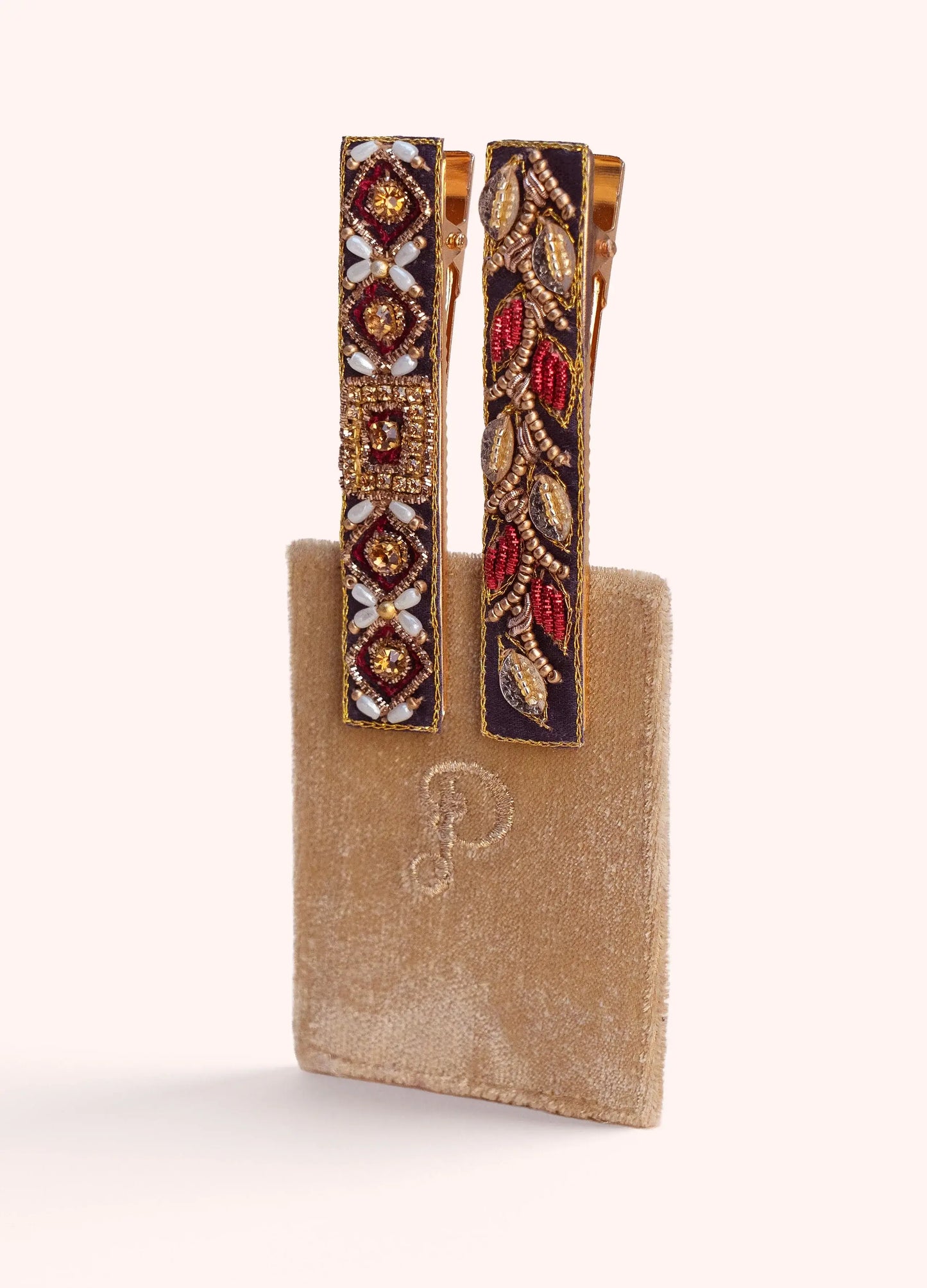 Powder Design Hair Bars - Diamond Flower and Leaves