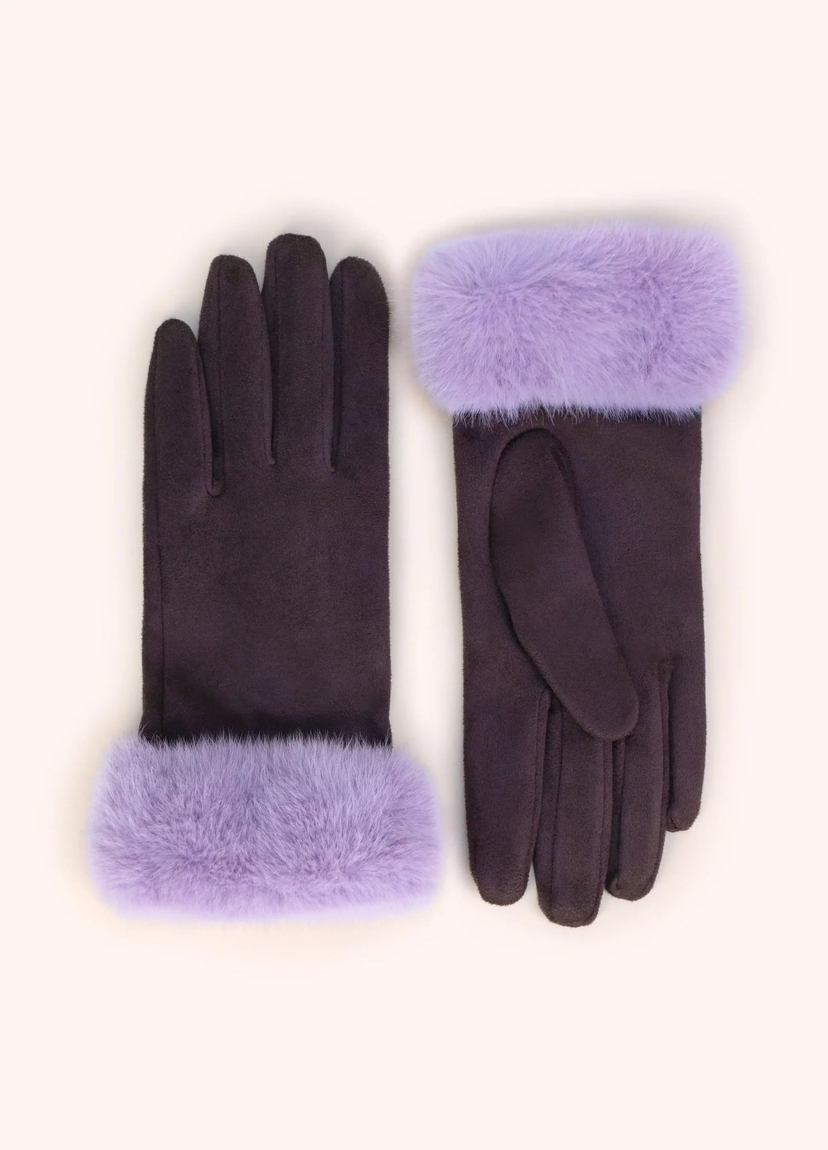 Powder Design Bettina Faux Suede/Fur Gloves - Damson
