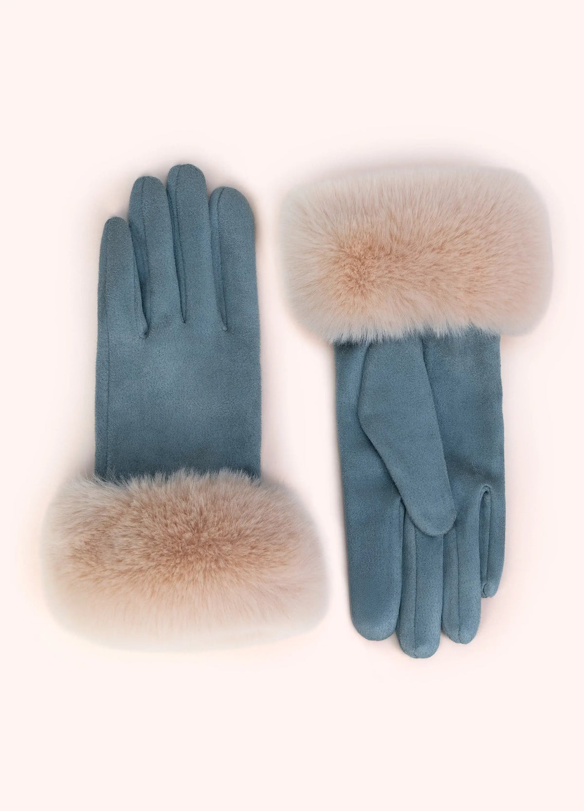 Powder Design Bettina Faux Suede/Fur Gloves - Denim