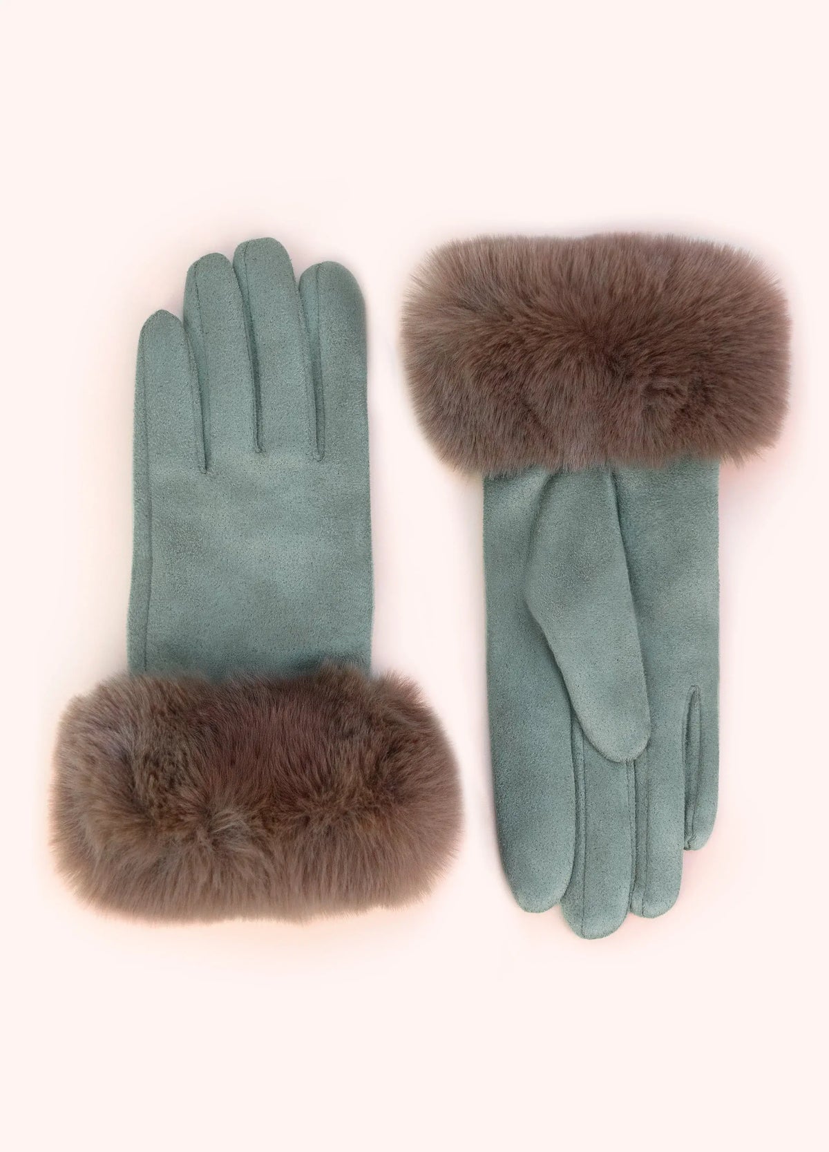 Powder Design Bettina Faux Suede/Fur Gloves - Ice
