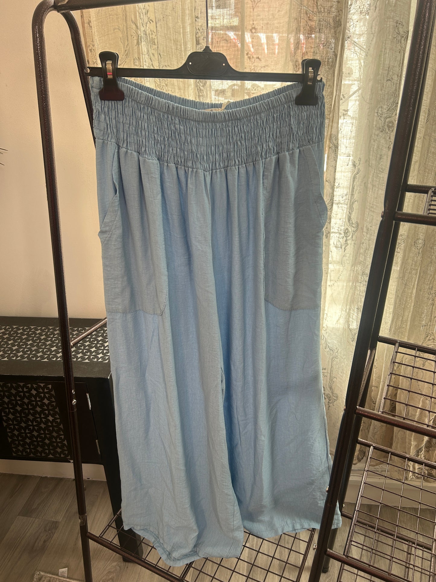 Olive Elasticated Waist Wide Leg Palazzo Trouser