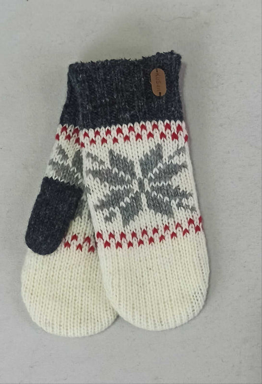 Mittens with Sherpa Lining Snowflake White