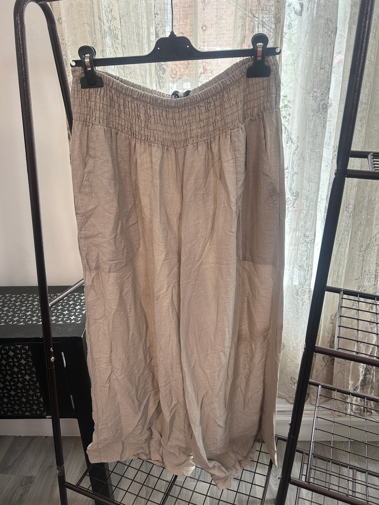 Olive Elasticated Waist Wide Leg Palazzo Trouser