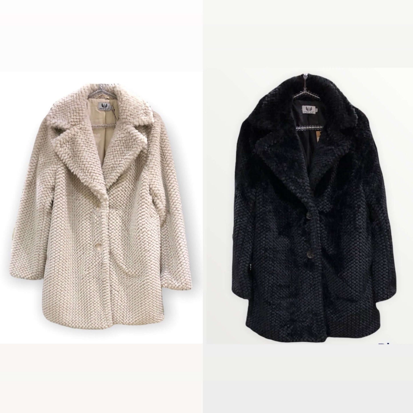 Waffle Effect Faux Fur Coat