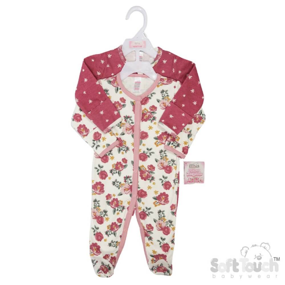 Girls Two Pack Floral Sleepsuit