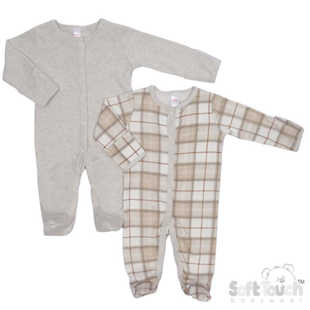 Unisex Two Pack Checkered Sleepsuit