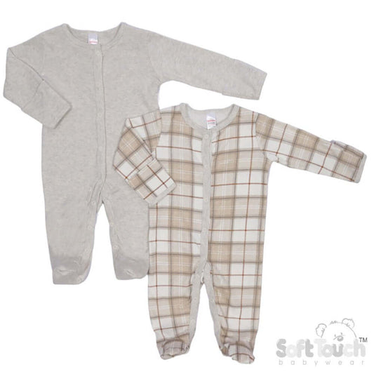 Unisex Two Pack Checkered Sleepsuit