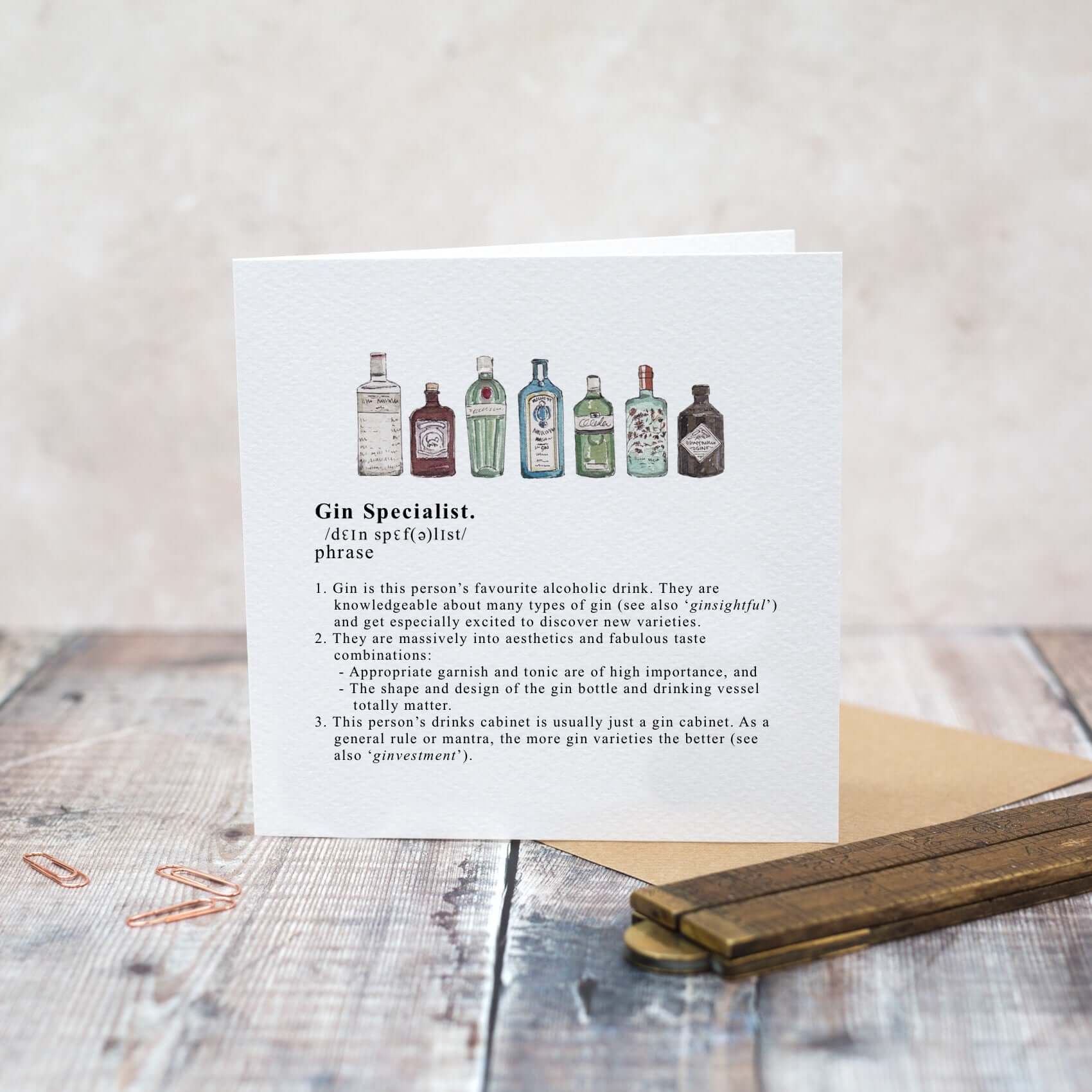 Gin Specialist Novelty Card