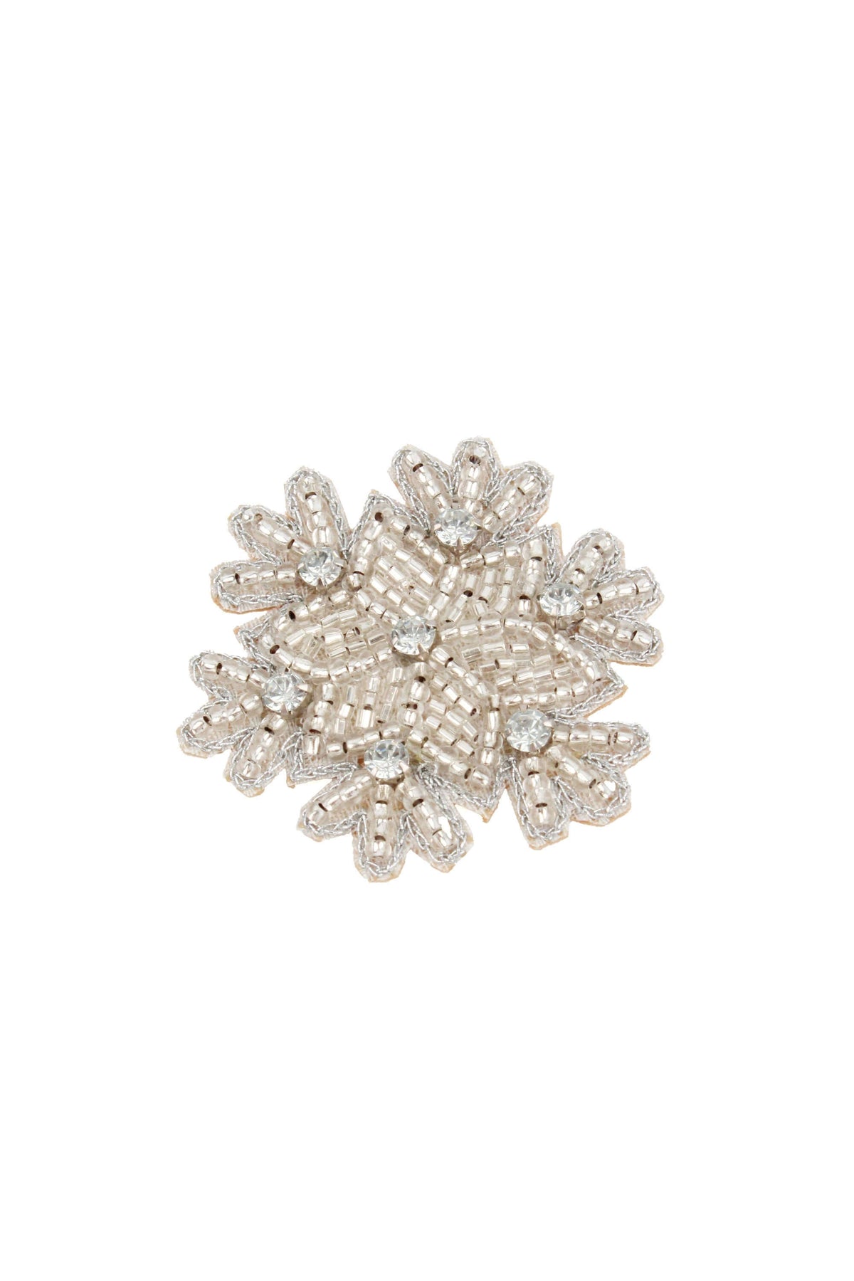 Christmas White and Silver Snowflake Brooch