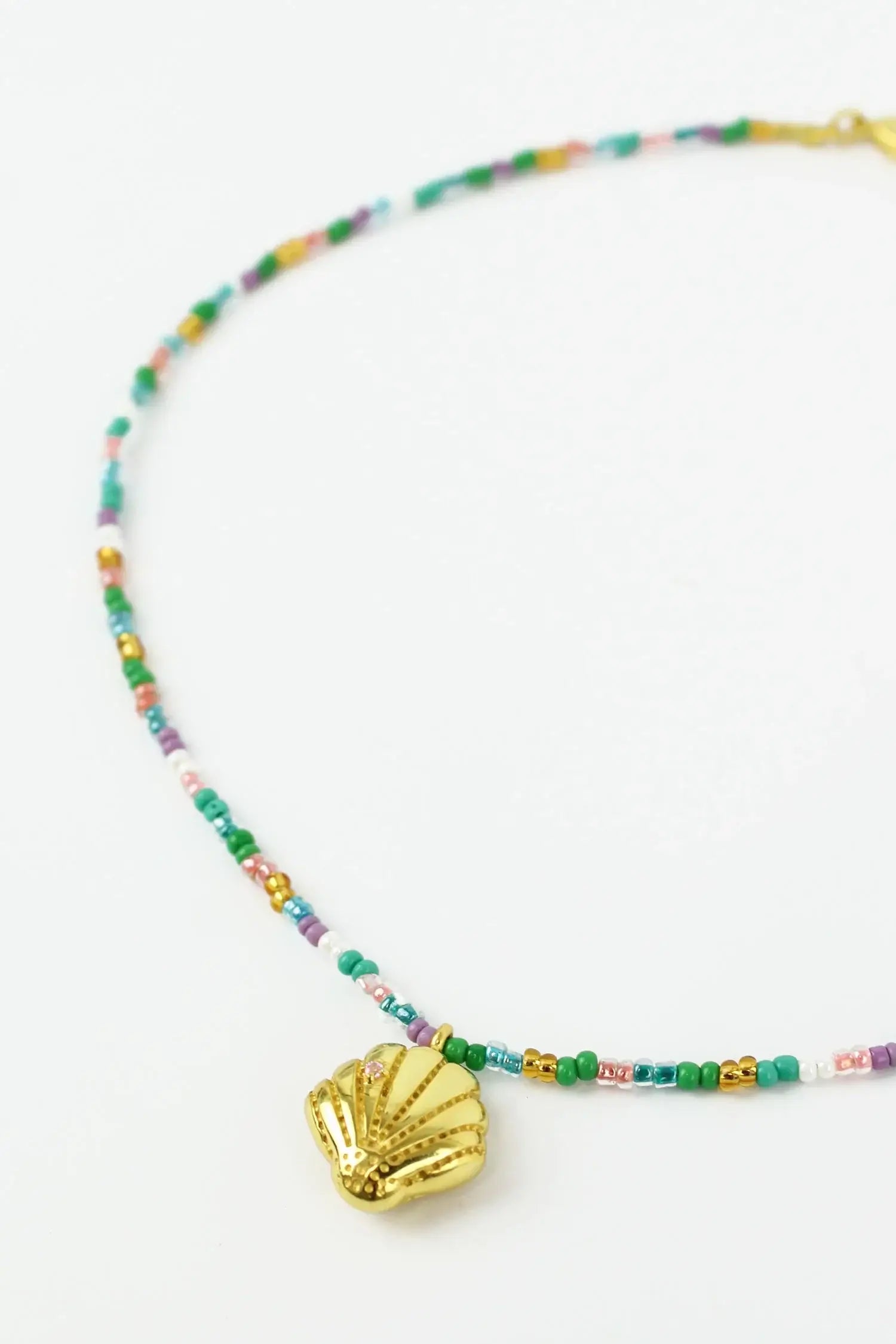 Gold Clam Shell Beaded Necklace