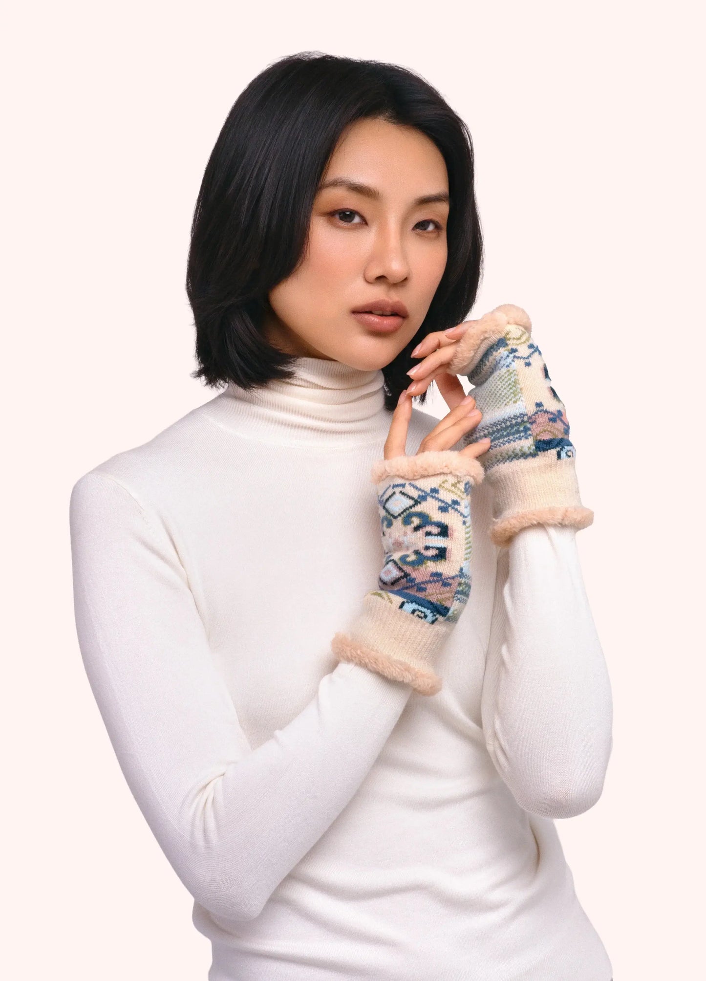 Powder Design Scandi Cosy Wrist Warmers/Mittens - Cream Mix