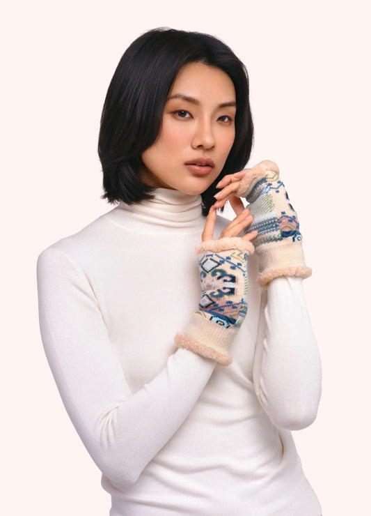 Powder Design Scandi Cosy Wrist Warmers/Mittens - Cream Mix