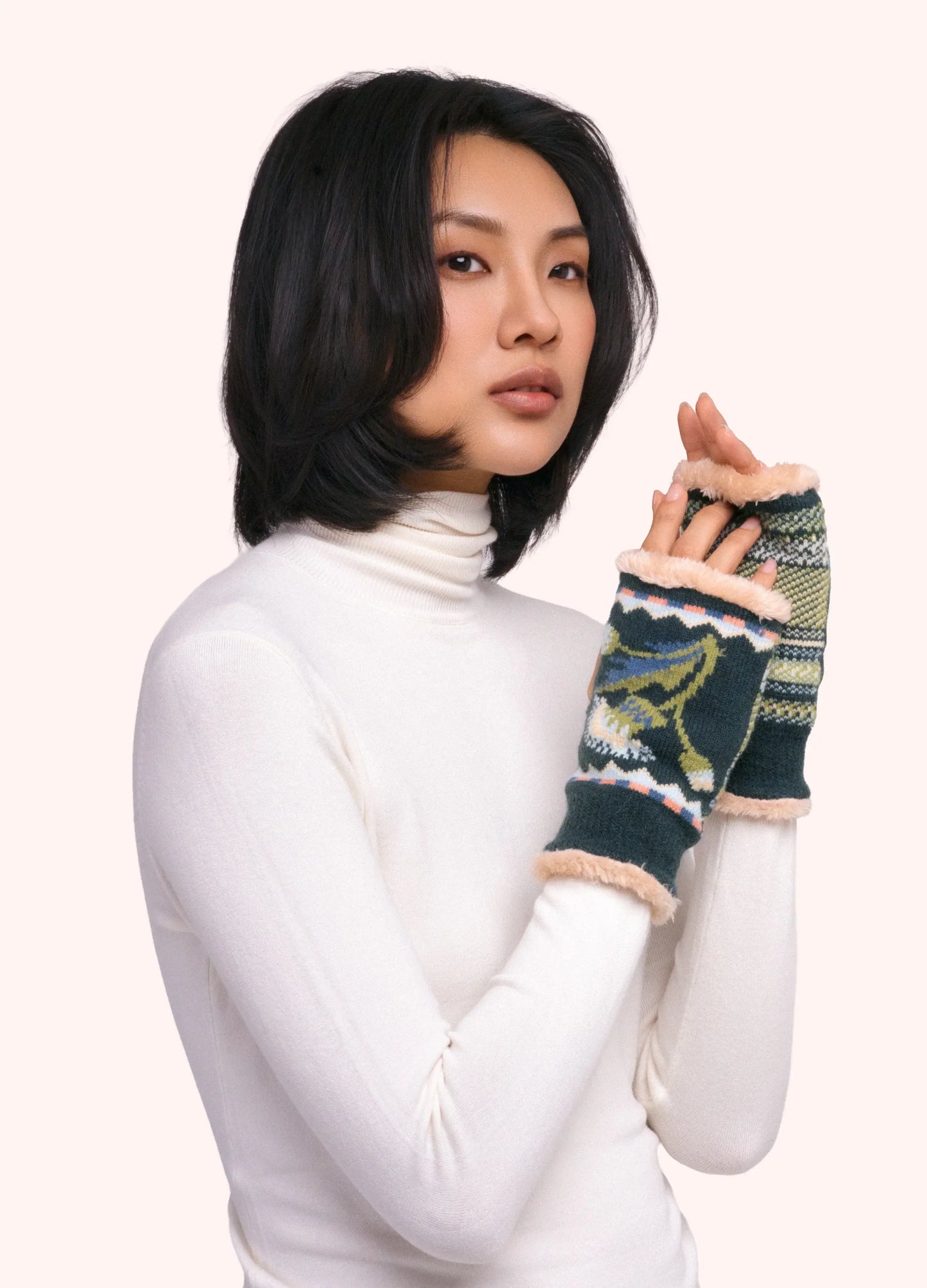 Powder Design Thistle Wrist Warmers/Mittens - Navy