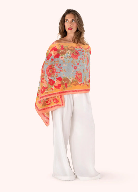 Powder Designs Cotton Scarf - Paisley Poppies