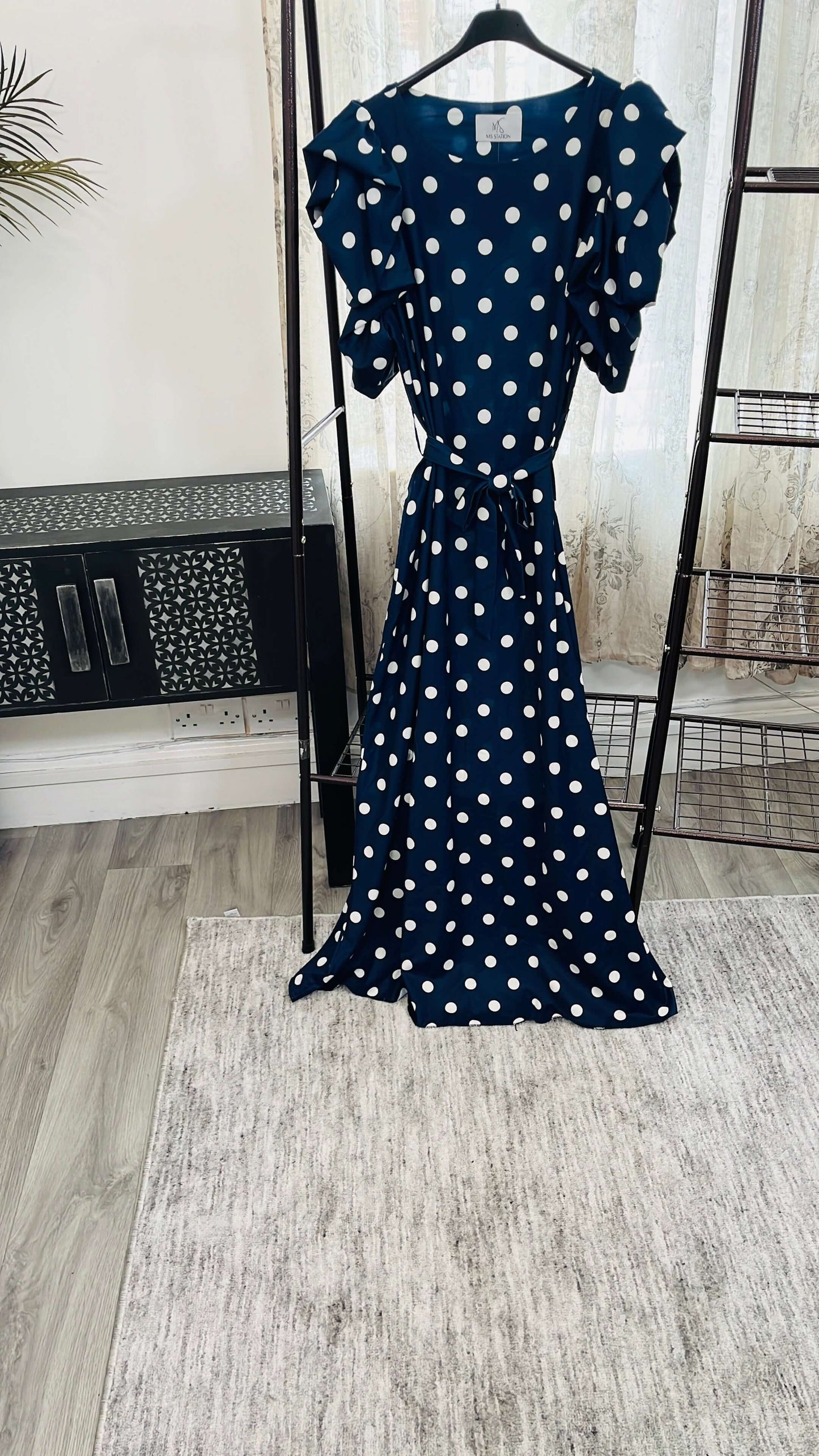 Polka Dot Frill Sleeve Maxi Dress
